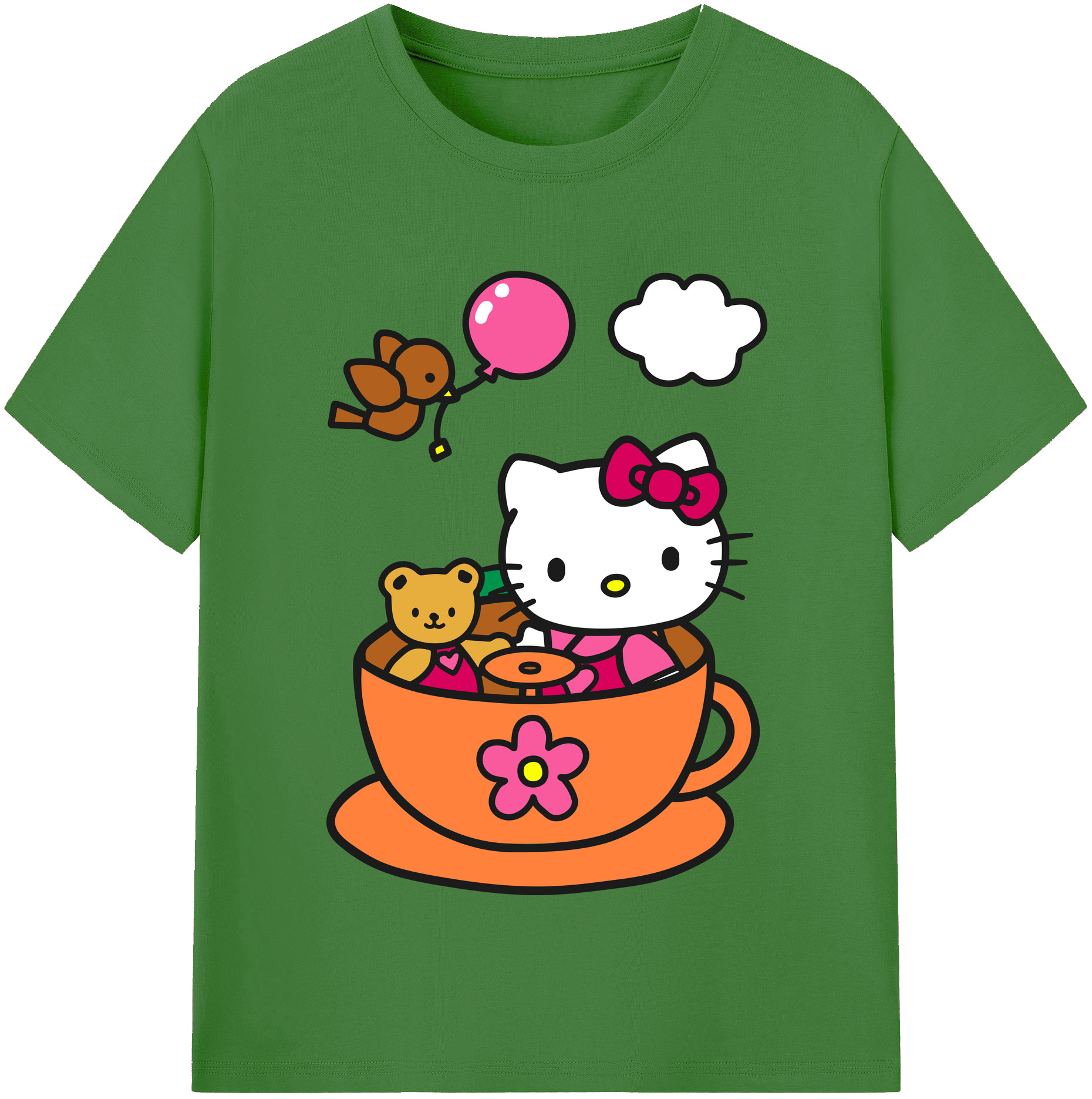 （画像用） Hello Kitty ハローキティ レディースカジュアルプリントTシャツ（綿100％）